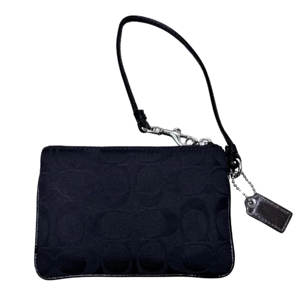 Coach Signature Poppy Wristlet Pouch with Coach Hangtag Black